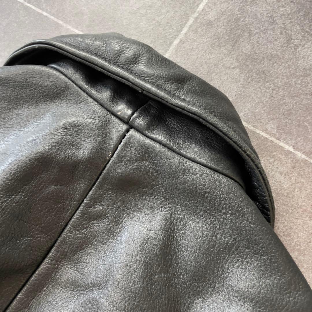 OLD 古着 本革 レザー ダブルライダースジャケット ブラック 黒 50