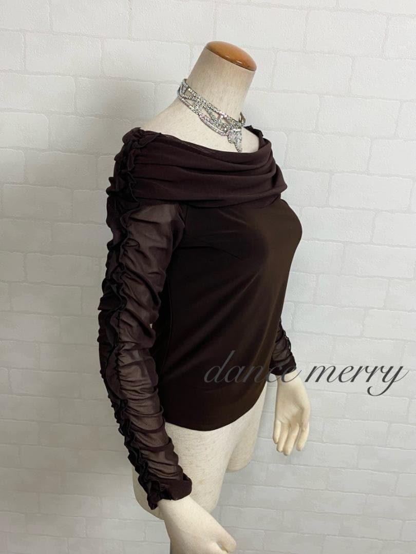 M　社交ダンス　茶色　トップス　レッスン　パーティ　シンプル　2011
