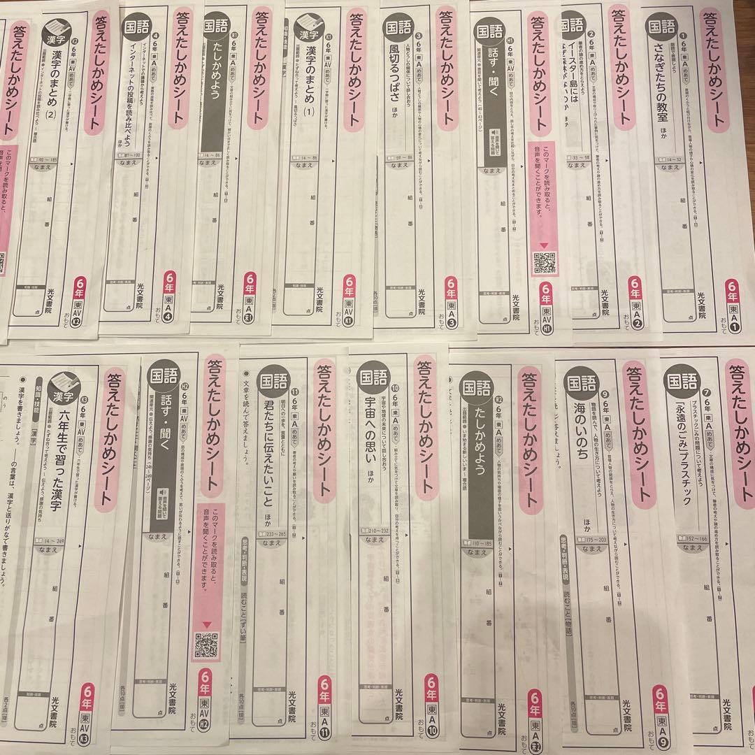 ‼️最新版 ‼️2025年度 小6 国語 カラーテスト解答 光文書院(17枚)