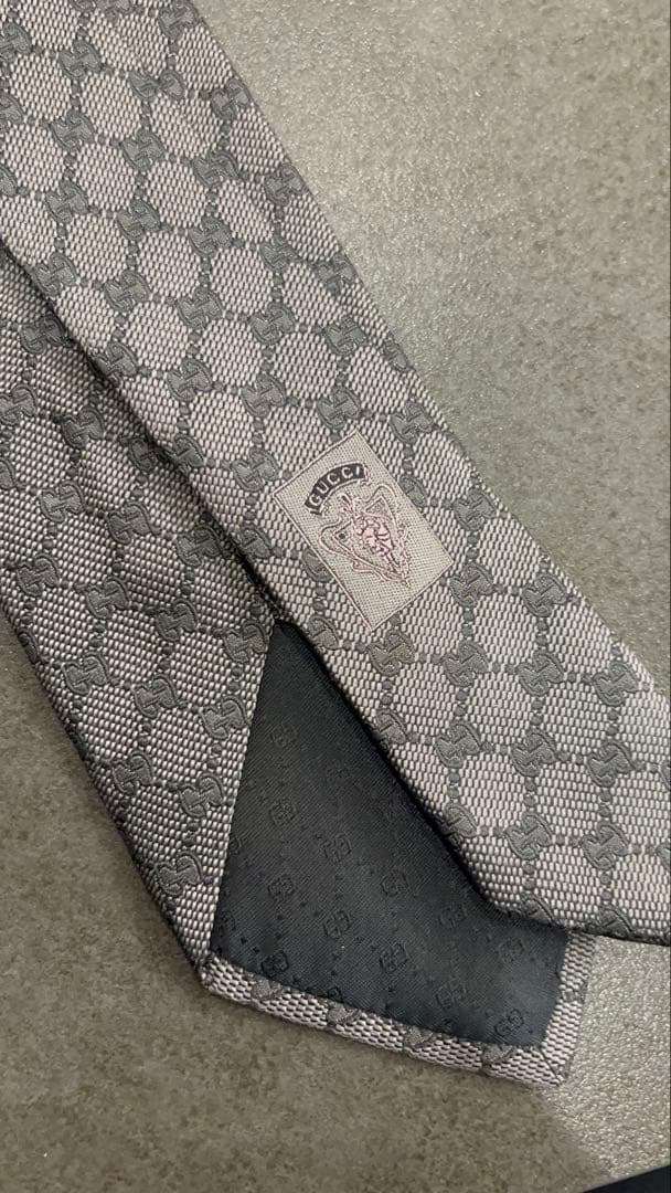 グッチ GUCCI ネクタイ グレー系 GG柄