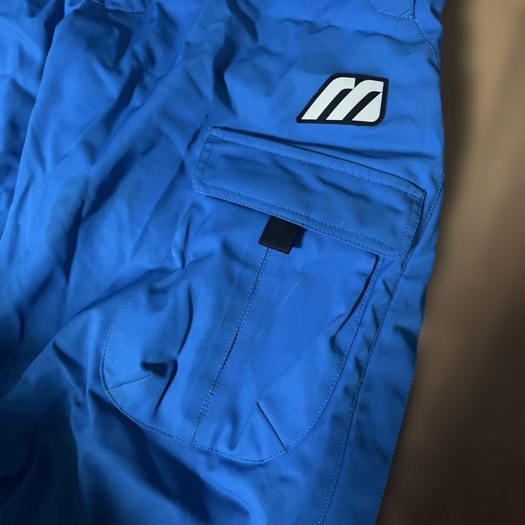 Mizuno ブレスサーモ★ブルー色サスペンダー付きスキーウェア 上下　サイズL