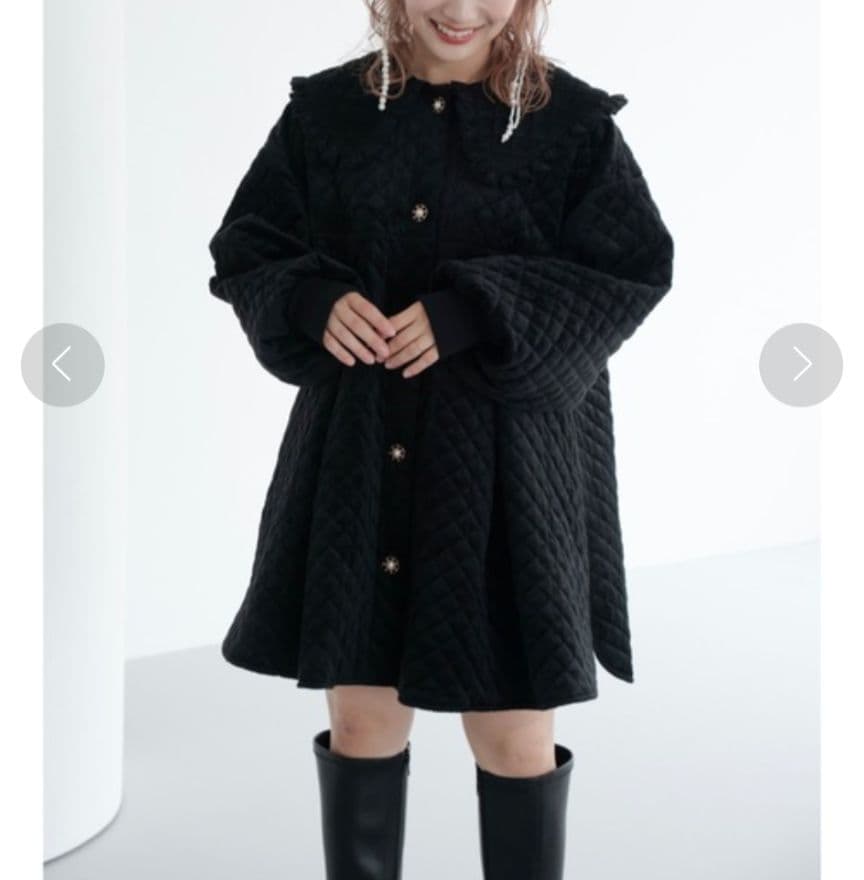 【極美品】 jumelle ジュメロ 黒 ミアキルティングコート フリル襟