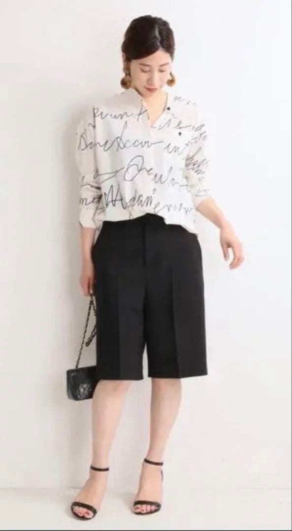 Vermeil par IENA 線描きプリント バンドカラー シャツ 長袖