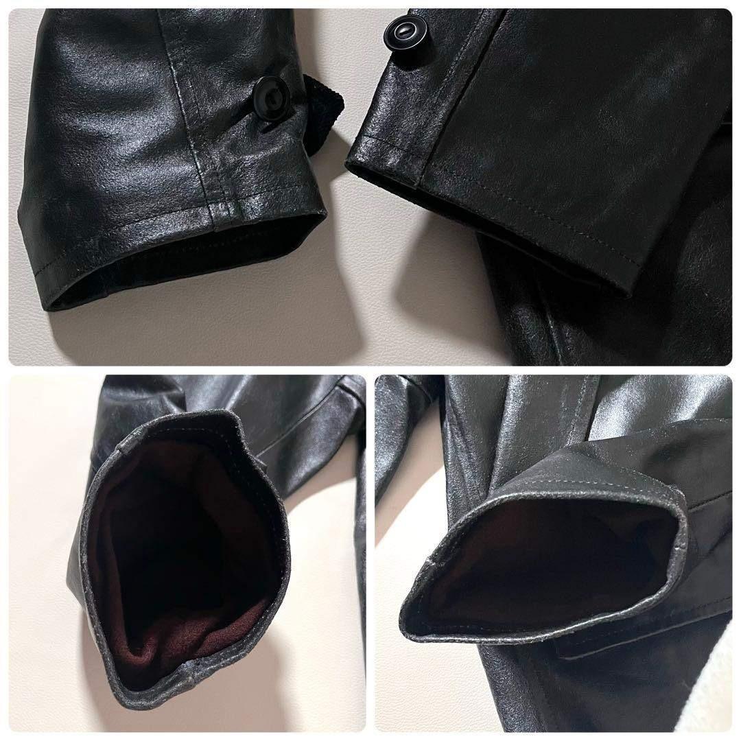 【良品】DOG FIGHT/ドッグファイト　レザー Pコート　本革　ジャケット