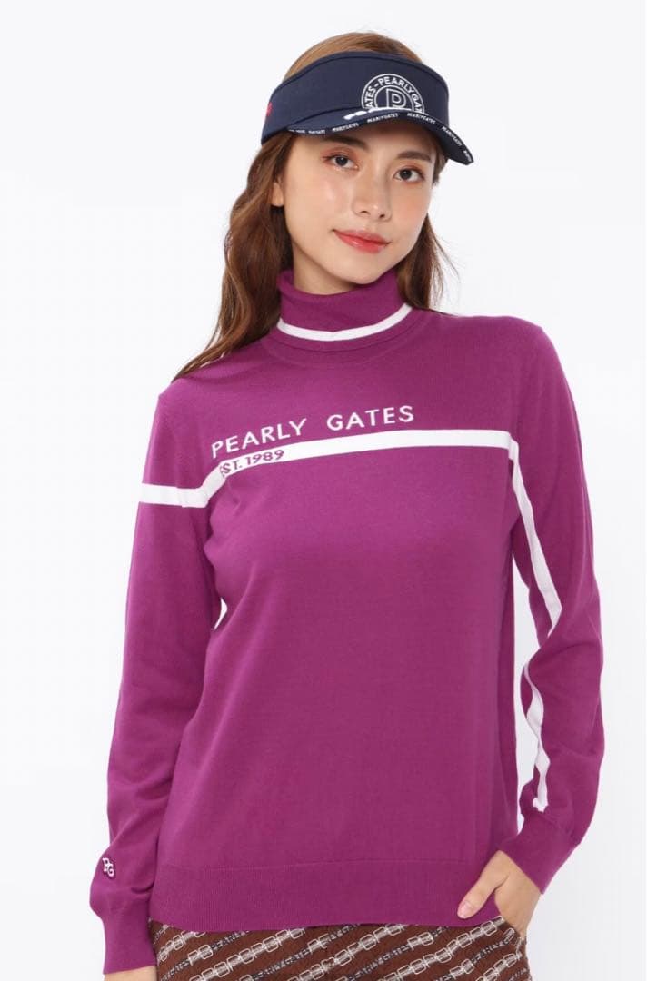 パーリーゲイツPEARLYGATESソフトタッチハイネックニットプルオーバー新品
