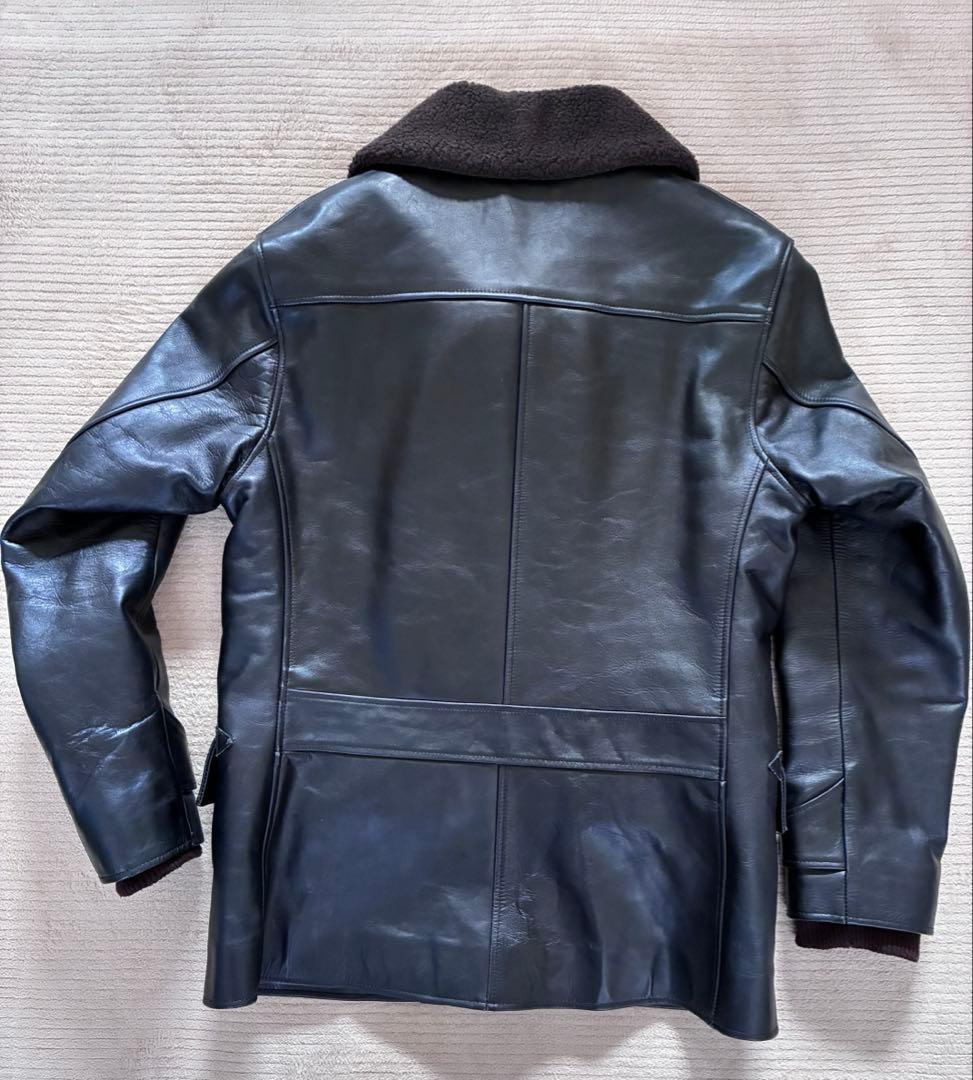 【！週末限定価格！】VICTIM ブラック レザーダブルカーコート