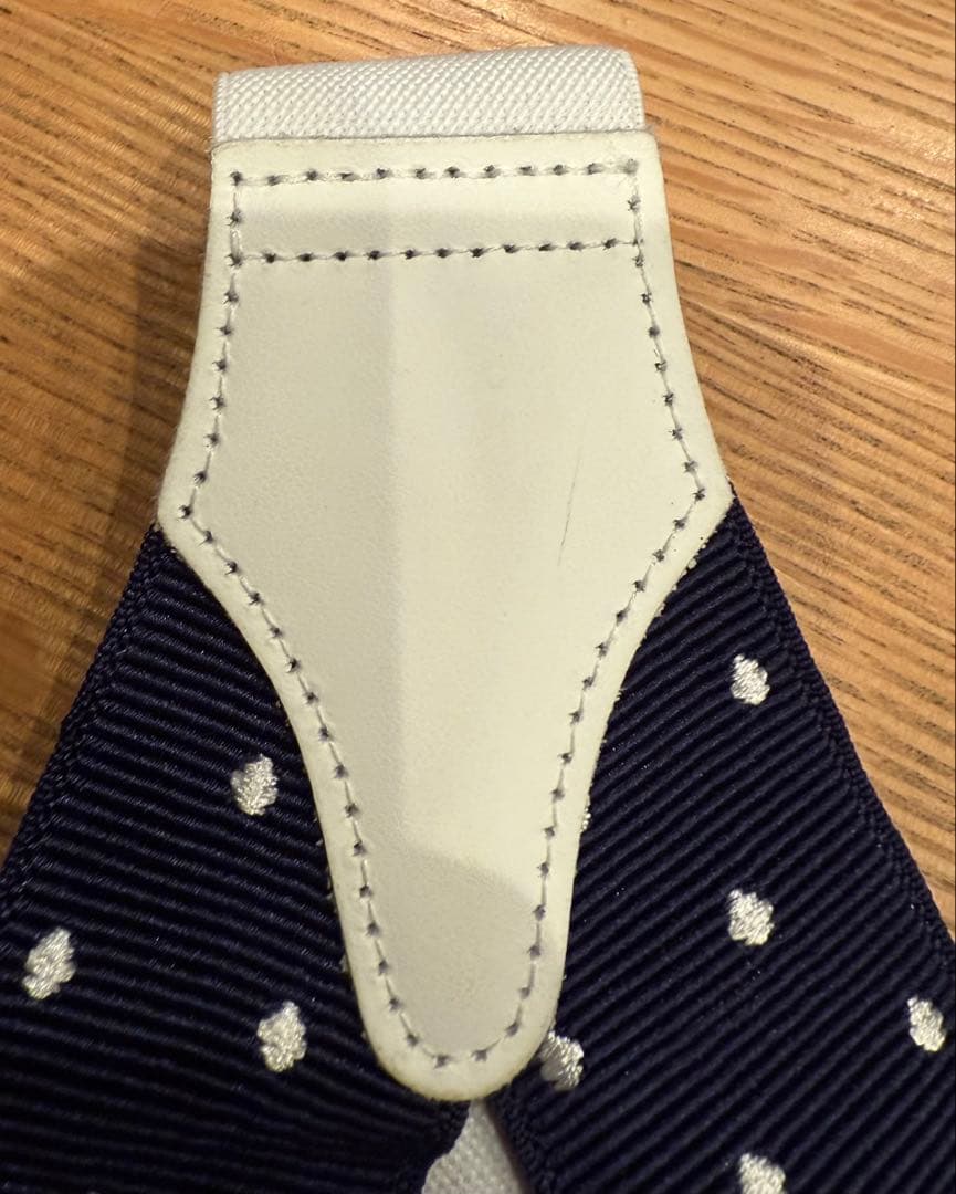  THURSTON ネイビー/ホワイトサスペンダー 40 100cm