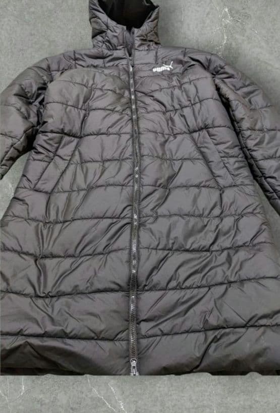 PUMA ダウンコート ロング ベンチコート フード付き ブラック 大きいサイズ