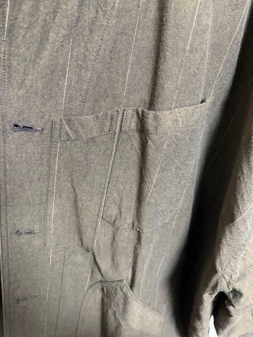 ※２枚目の色味になります。 KLASICA ロングコート 茶カーキ ストライプ