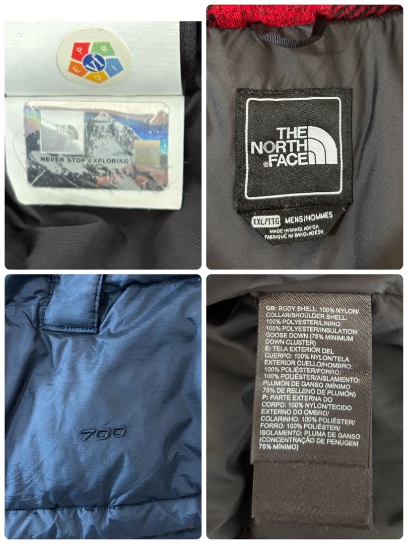 THE NORTH FACE 刺繍ロゴ チェック柄 700フィル　ダウンベスト