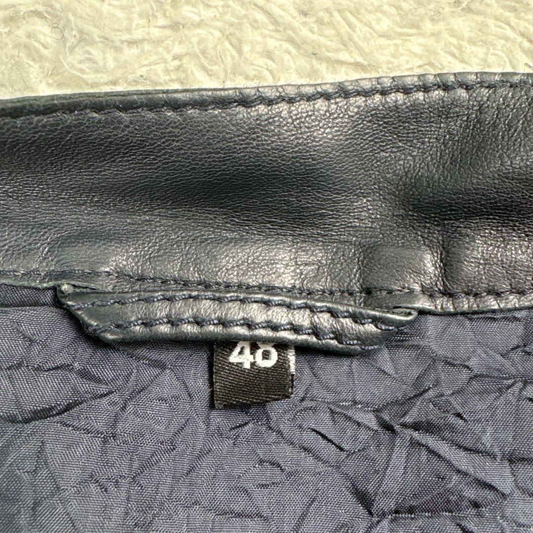 美品✨GORGIO ARMANI シングルライダース　ラムレザー　ネイビー48