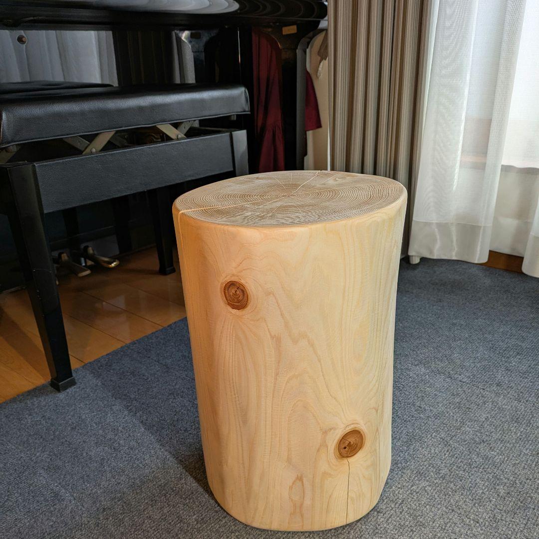 天然ヒバ　丸太　椅子　スツール　テーブル　高さ約40.5㎝
