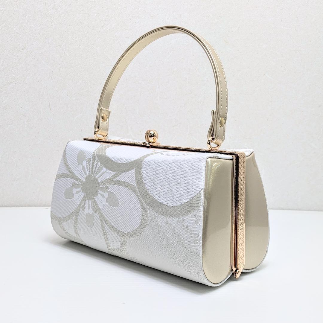 和装 草履 バッグ セット 帯地 梅 白 金 ゴールド フリーサイズ u94-1