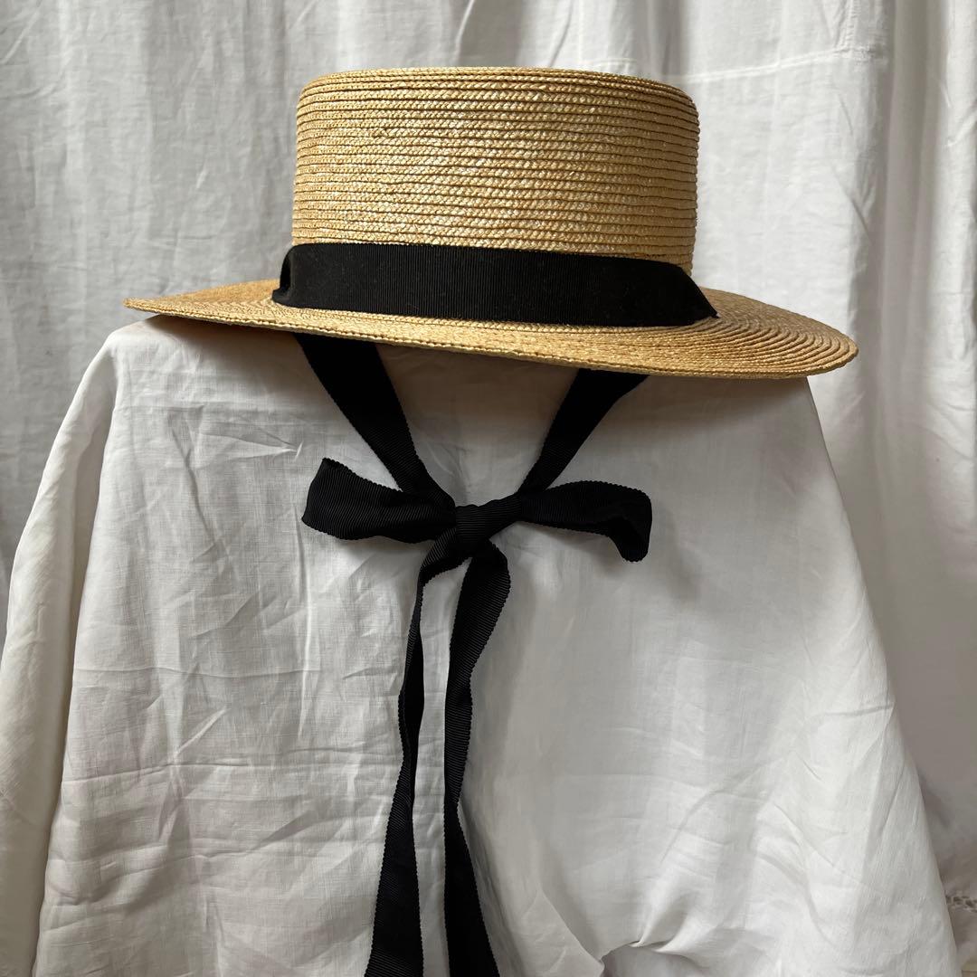 wicagrocery麦わら帽子　リボン付き麦わら帽子