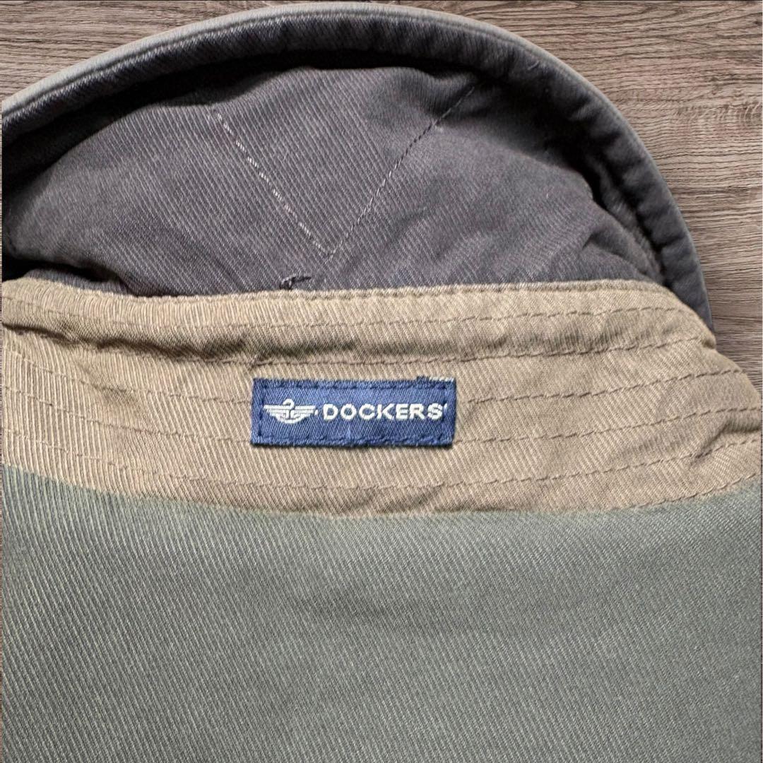 DOCKERSドッカーズナイロン×レザーフリースハリントンXXL襟レザー