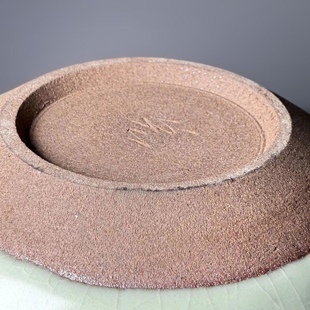 h*u様 人間国宝　中島宏　本人作　青磁小壺　共箱　本物　翡翠色　究極の青　高1