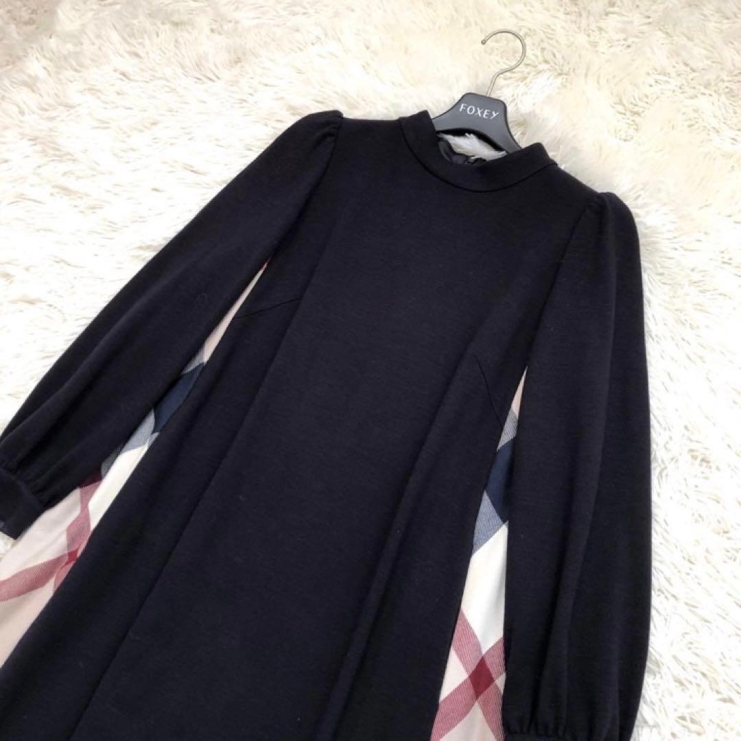 ブルーレーベルクレストブリッジ サイドノバチェックの切替えワンピース 38