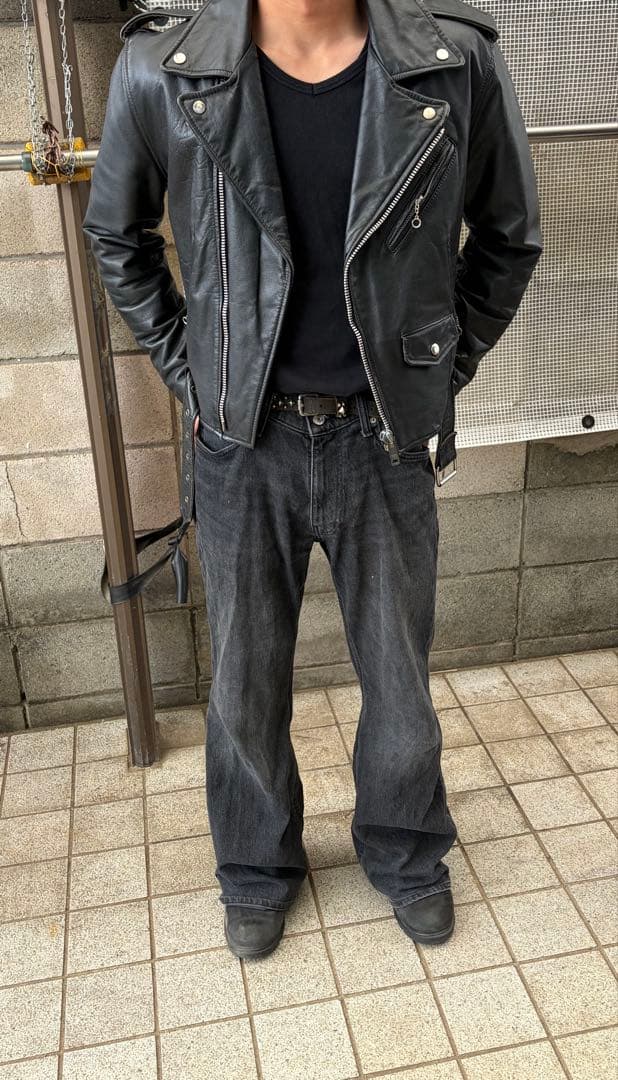 NUVISION レザージャケット 牛革 ライダース 短丈 y2k