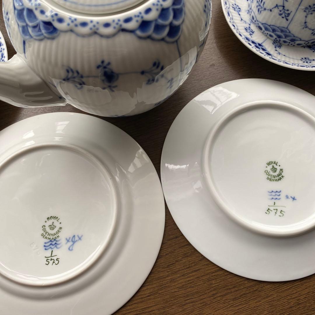 ロイヤルコペンハーゲンブルーフルーテッドハーフレースSet