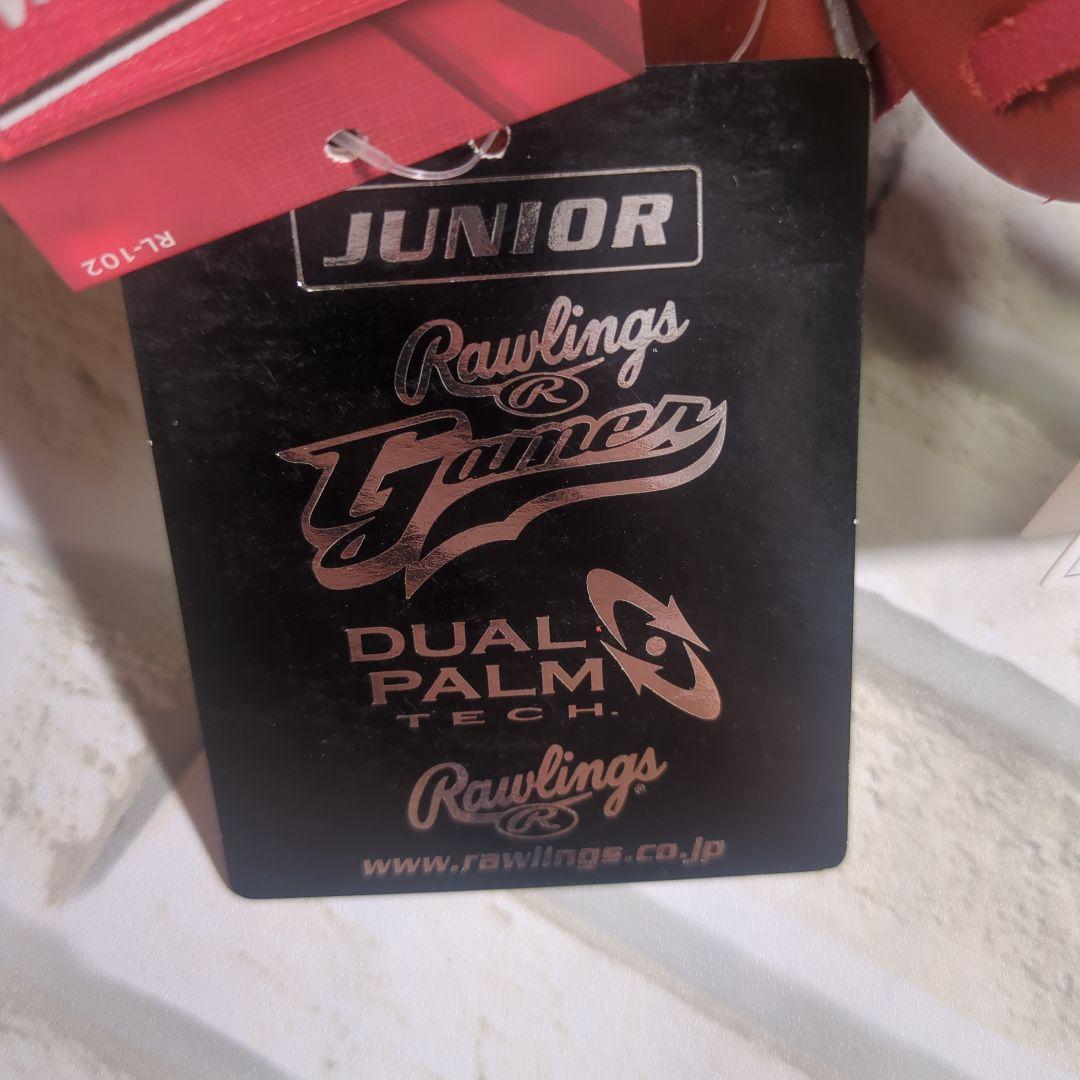 【未使用・タブ付き・左】Rawlings 軟式グローブ M ジュニア レッド