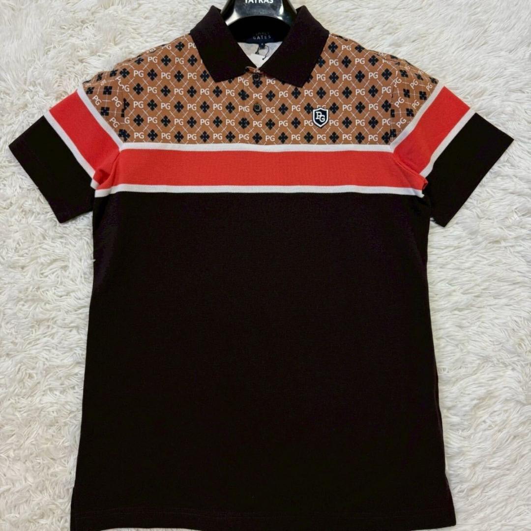 新品定価2.3万/L相当 パーリーゲイツ アーガイル ゴルフウェア カノコ 半袖