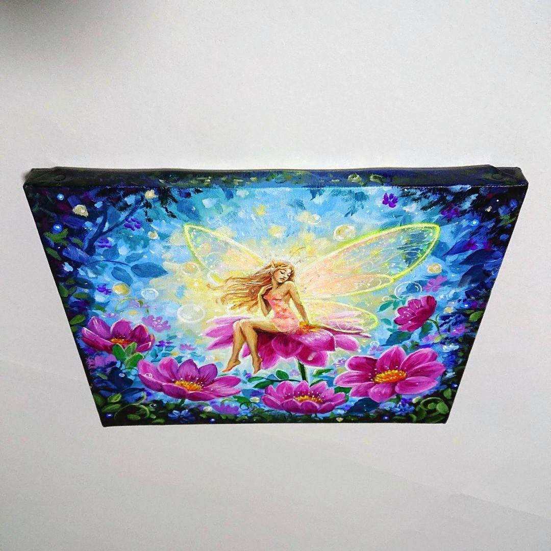 【妖精③】アクリル画 F3 風景画 絵画