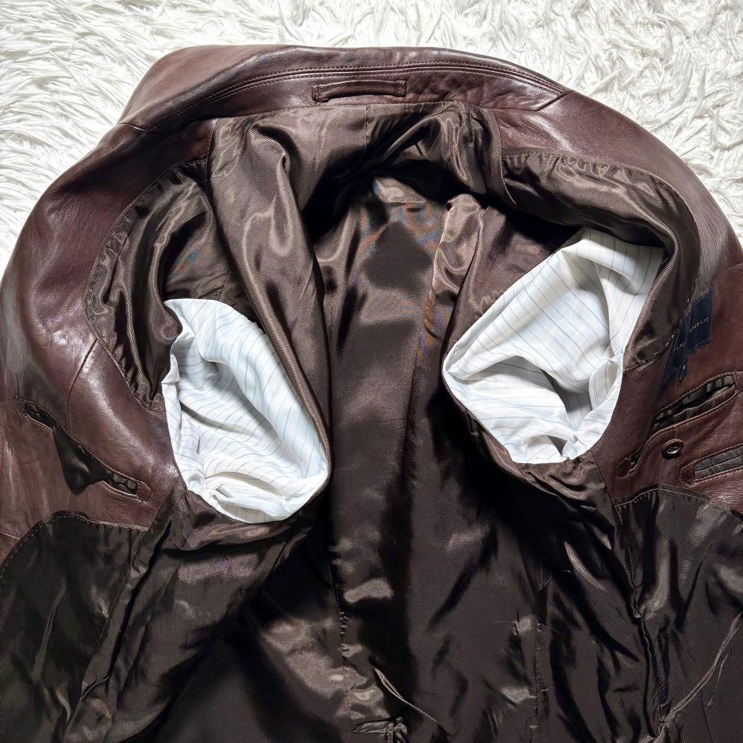 バナナリパブリック　レザーテーラードジャケット　羊　ブラウン　M シープ