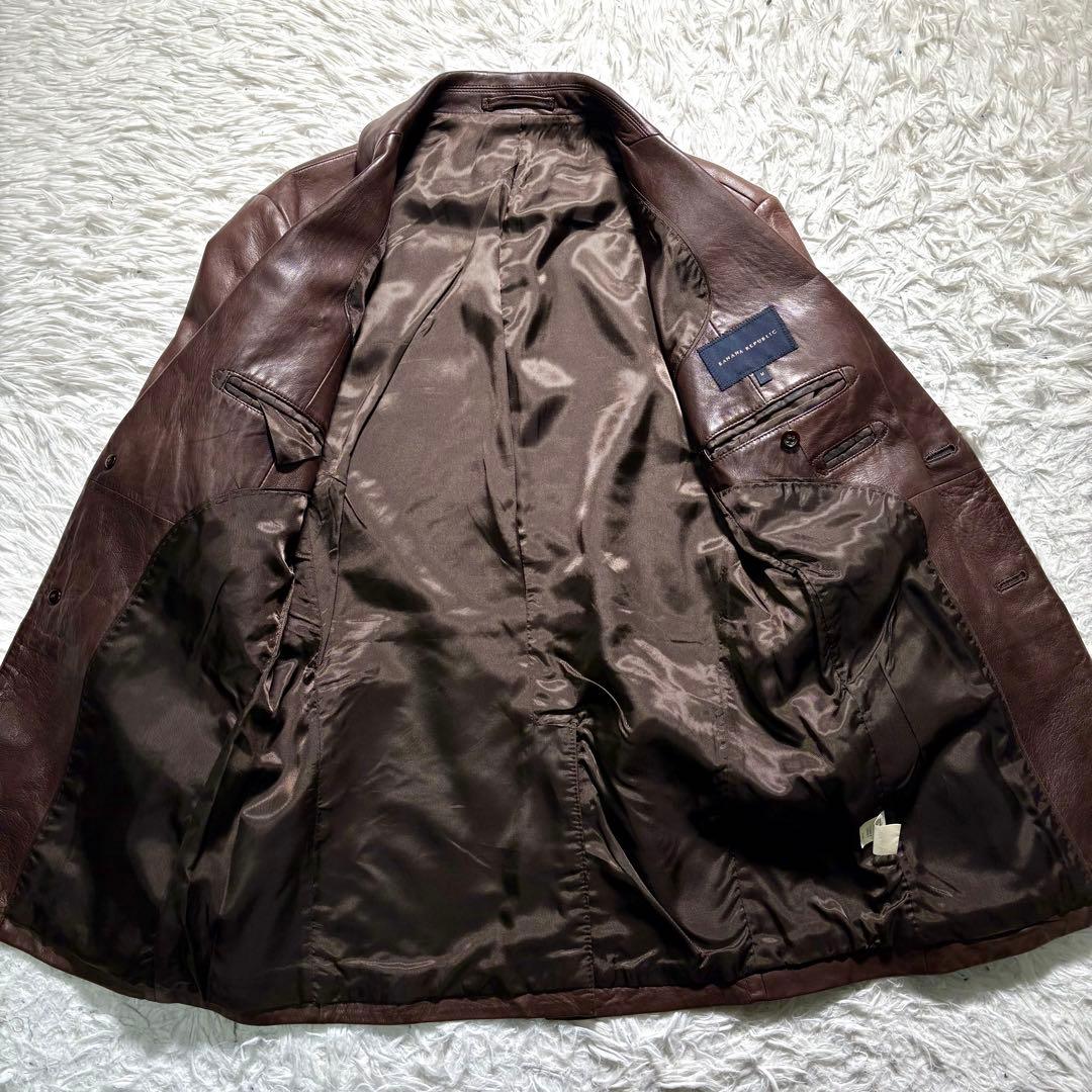 バナナリパブリック　レザーテーラードジャケット　羊　ブラウン　M シープ