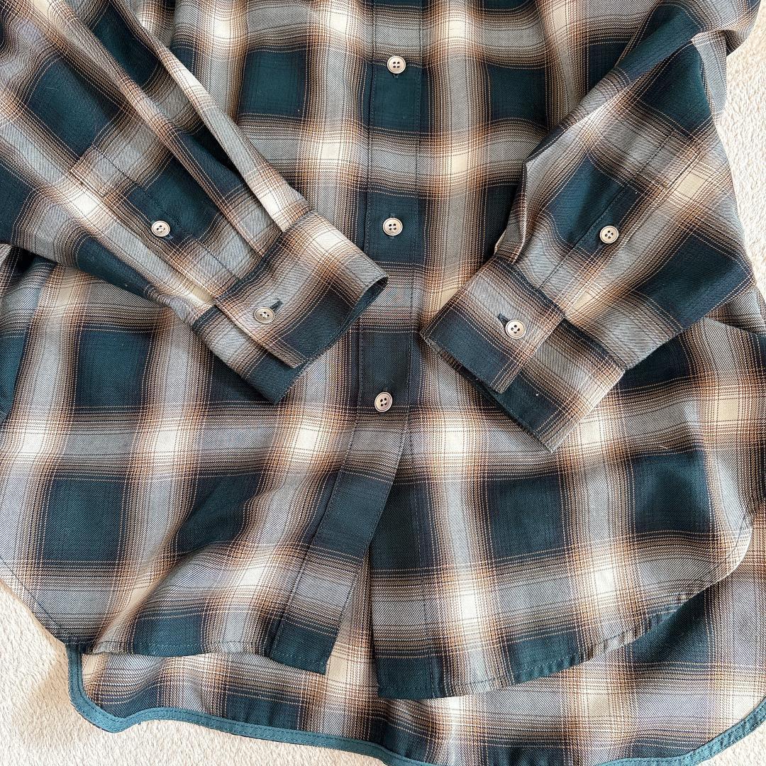 美品⭐️スピックアンドスパン TRツイルチェックシャツ メタルボタン グリーン