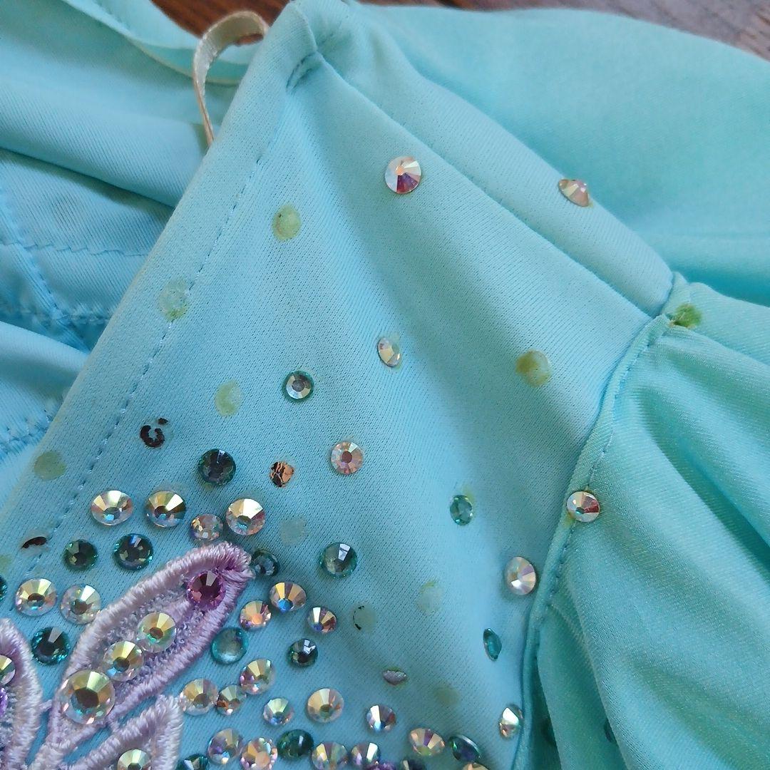 社交ダンス ドレス 水色 フリル　ラテン衣装