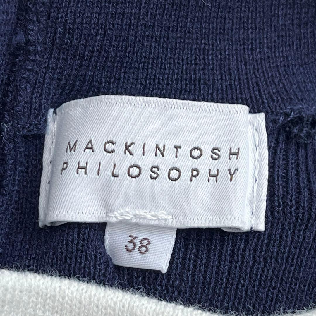 美品 マッキントッシュフィロソフィー ニットワンピース バイカラー ネイビー