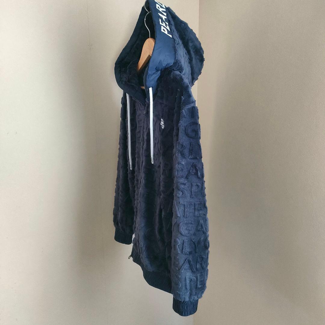 美品 パーリーゲイツ 総柄 ロゴ パーカー フーディ ネイビー o