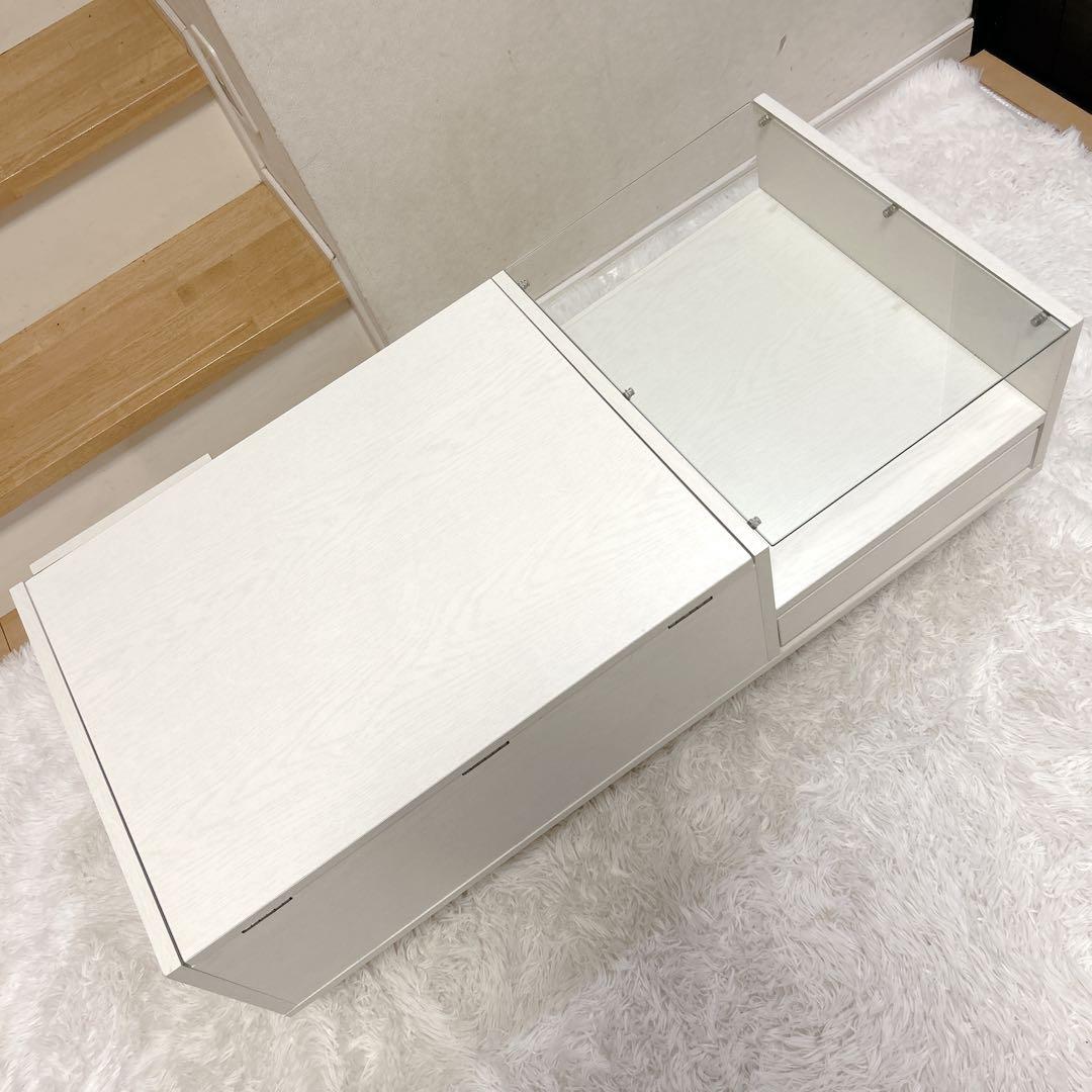 LOWYA ミラー付き ローテーブル ドレッサー 収納付き ホワイト