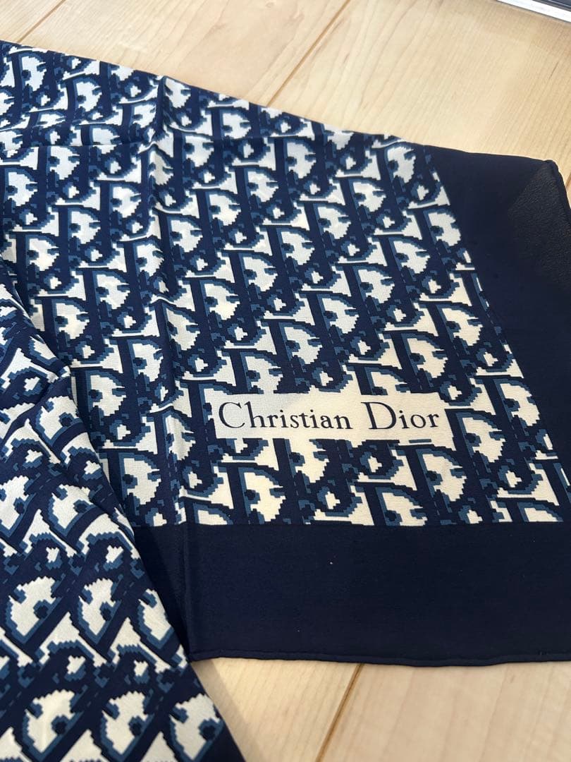 クリスチャンディオール スカーフ トロッター柄 ネイビー ホワイ