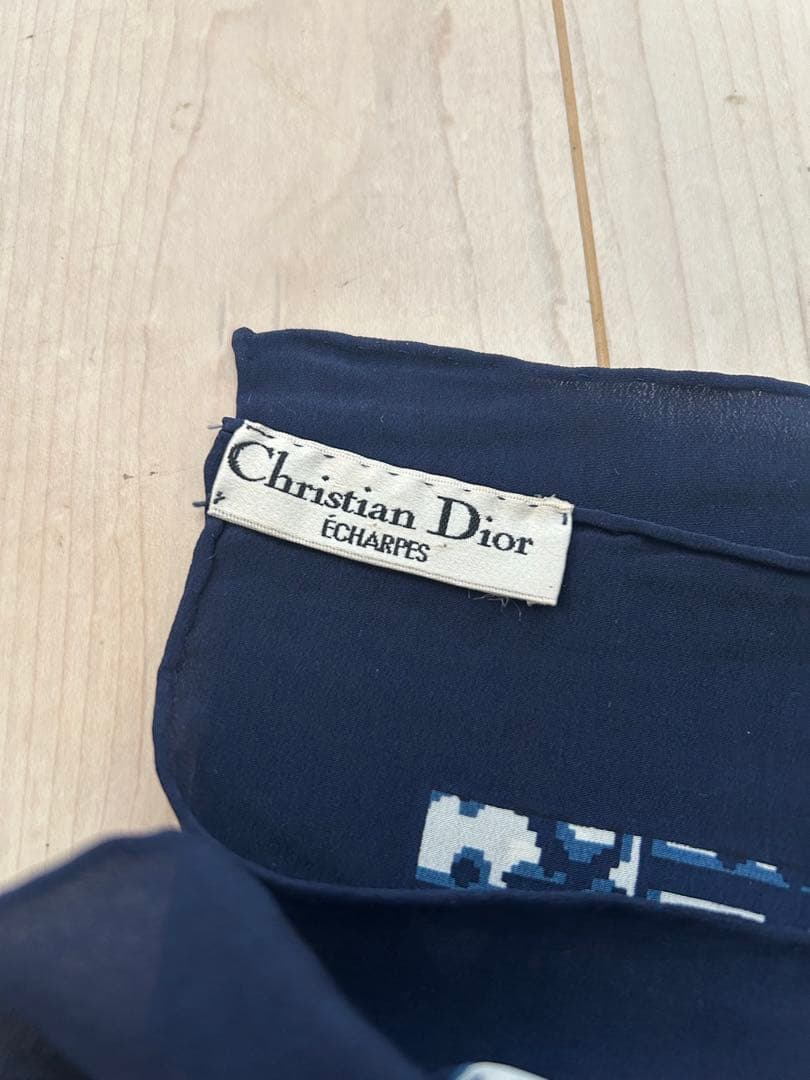 クリスチャンディオール スカーフ トロッター柄 ネイビー ホワイ