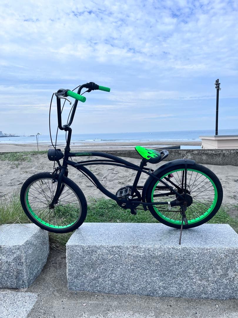 22インチ、チョッパー自転車。新品シート、ハンドル、グリップ、ハンドルポスト。