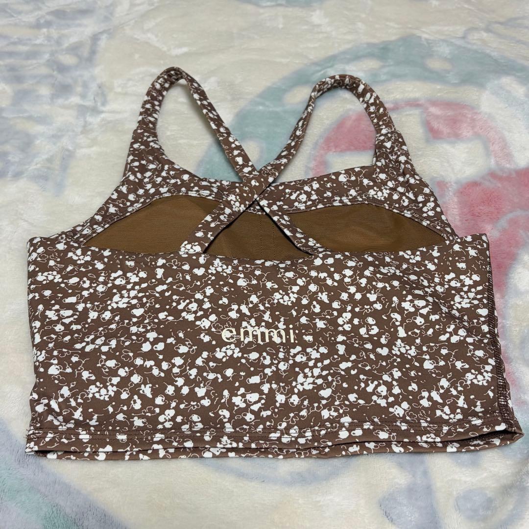 エミヨガ ミニルフラワーブラトップ ミニフラワーレギンス サイズ0 ブラウン