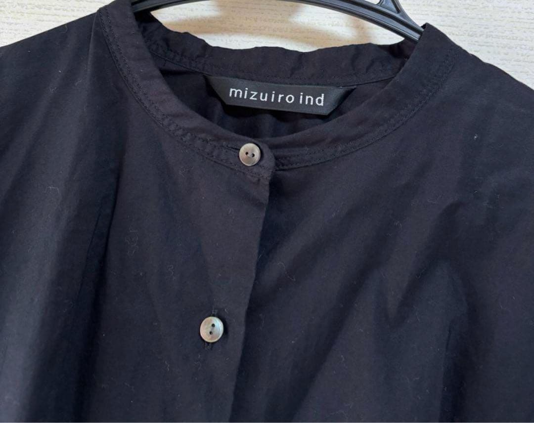ミズイロインド　ブラック　ギャザー　シャツ