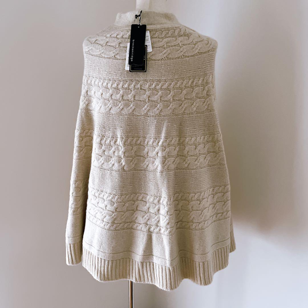 カシミア 100% ケーブル編み ポンチョ 日本製