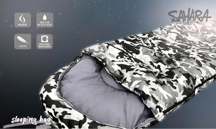 2個　ウッドランド迷彩 寝袋 シュラフ 白黒 カモフラ 車中泊 防災 キャンプ