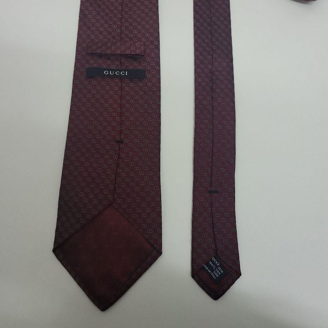う*き様 美品✨️GUCCI グッチ ネクタイ GG柄 総柄 ボルドー