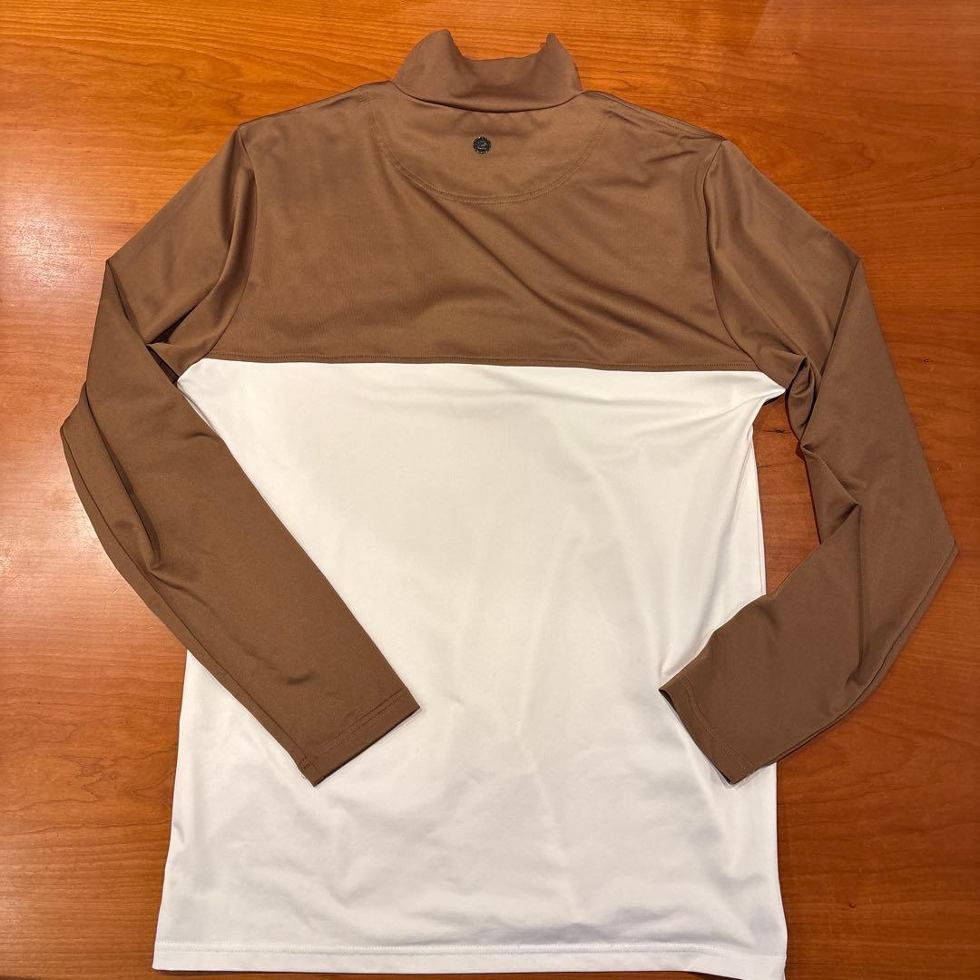 BRIEFING モックネック　ハイネックシャツ ブラウン/ホワイト