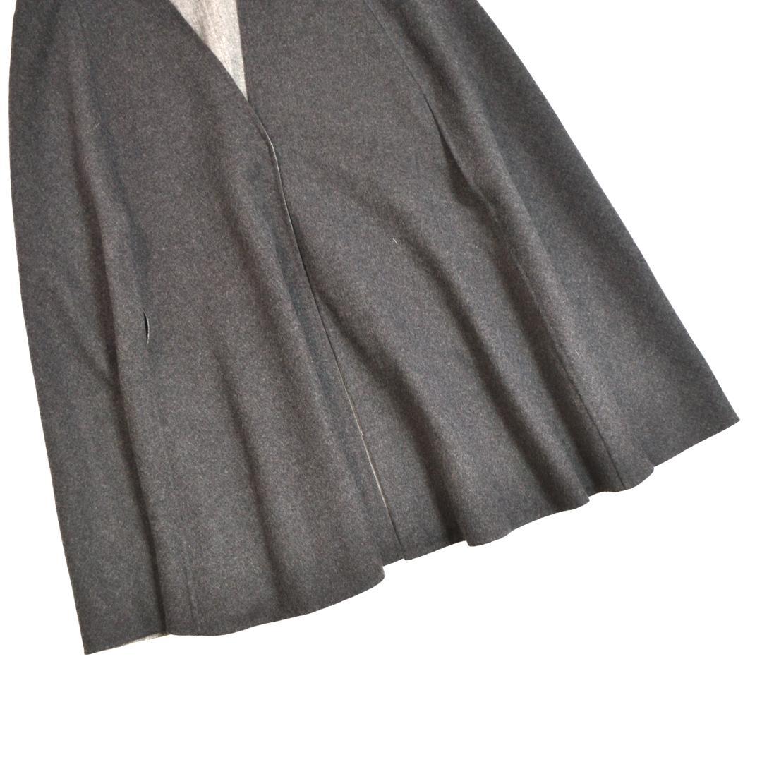 【極美品】AMACAアマカ ウール混リバーシブルケープコートMグレー