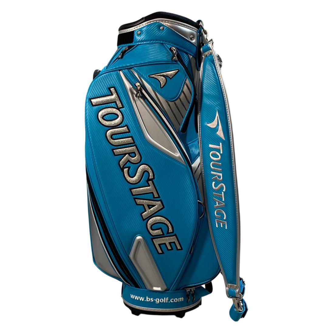 ツアーステージ×ブリヂストンゴルフ フード付き キャディバッグ ブルー ゴルフ
