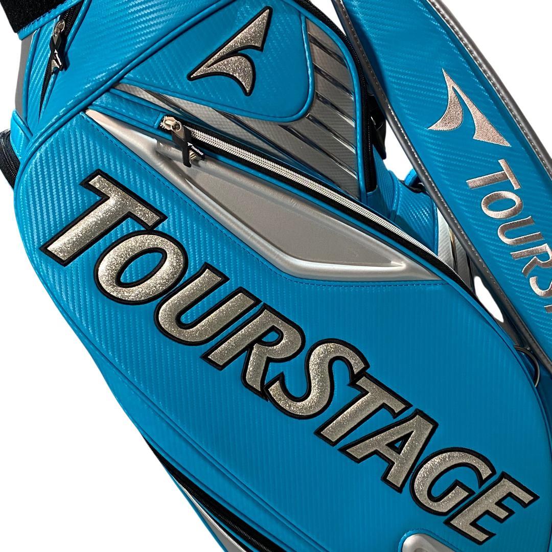 ツアーステージ×ブリヂストンゴルフ フード付き キャディバッグ ブルー ゴルフ