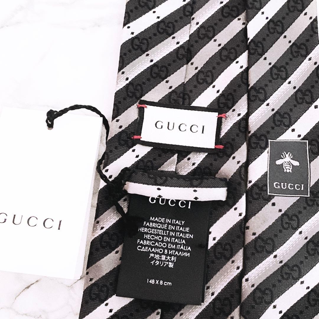 ✨未使用タグ付✨GUCCI GG柄　ドットストライプ　ネクタイ