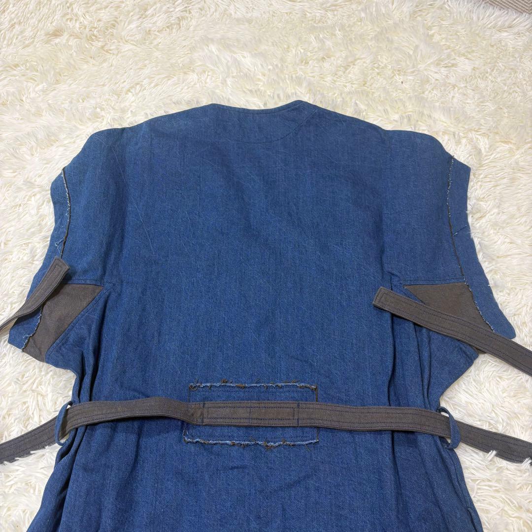 【タグ付き】　Y’s デニム　ロングワンピース ノースリーブ　S ベルト有り