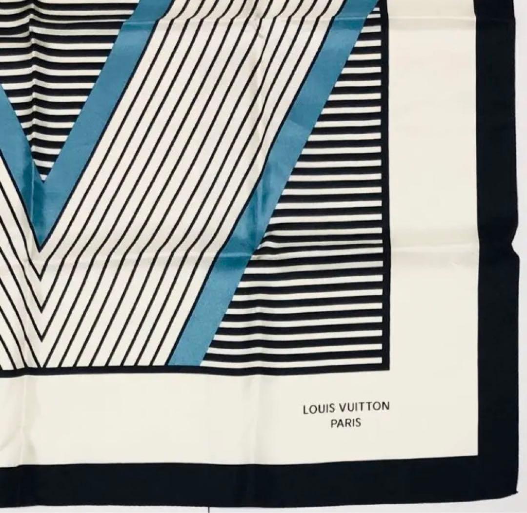 美品 LOUIS VUITTON ルイヴィトン スカーフ シルク しま模様