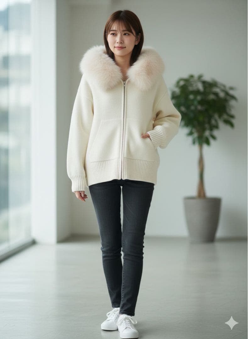 【ミキ】SNIDEL 限定 ファーフードパーカー サイズ1 IVR