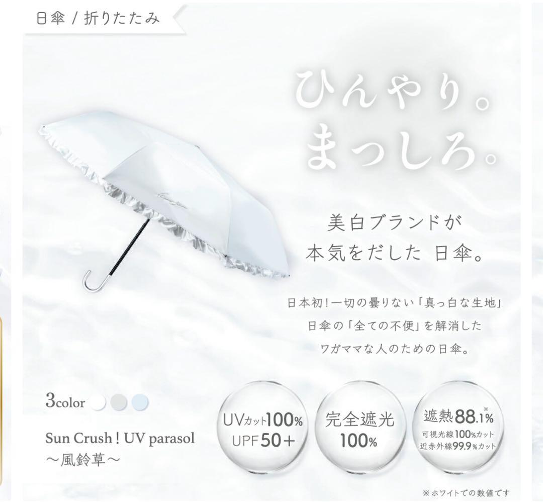 シロノサクラ 日傘 新品未使用 折りたたみ フリル ホワイト 晴雨兼用